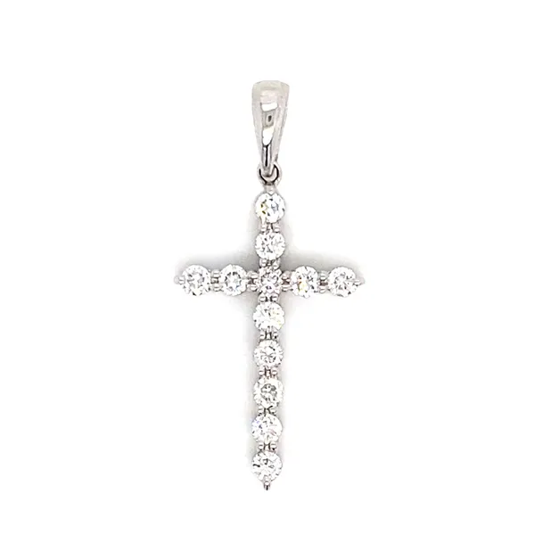 18K White Gold Diamond Cross Pendant