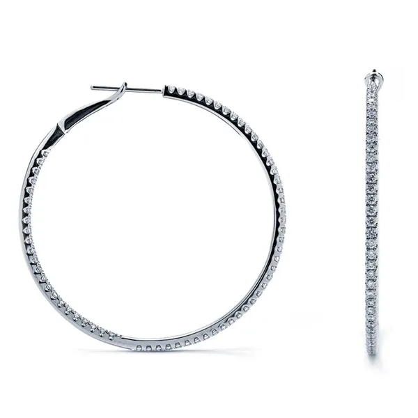 18K White Gold Diamond Hoop Earrings