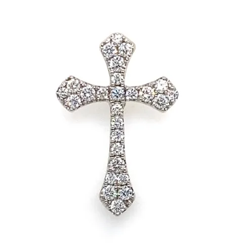 18K White Gold Diamond Cross Pendant