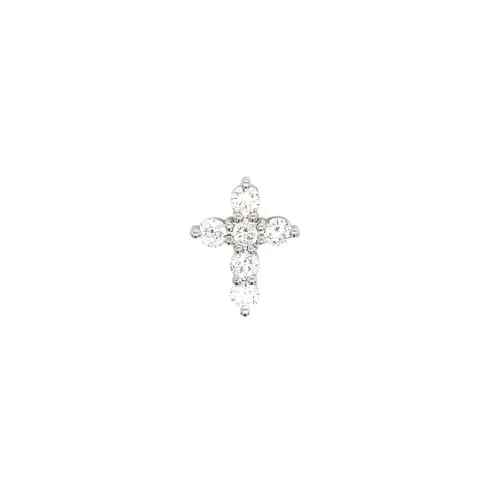 18K White Gold Diamond Cross Pendant