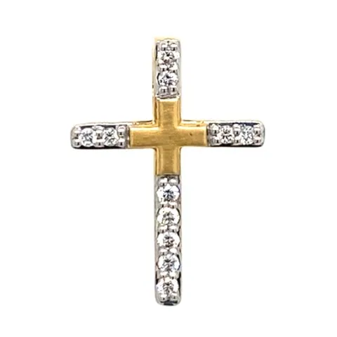 18K Yellow Gold Diamond Cross Pendant