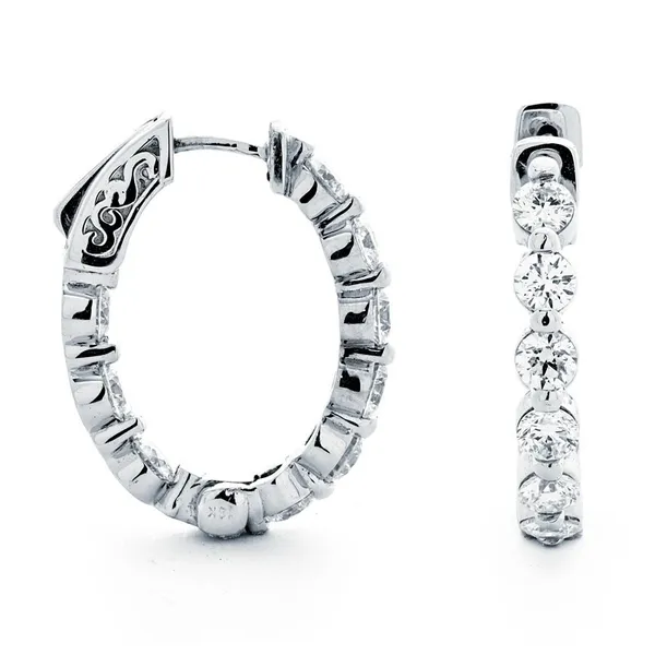 18K White Gold Diamond Hoop Earrings