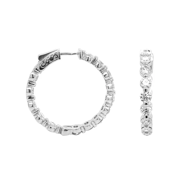 18K White Gold Diamond Hoop Earrings