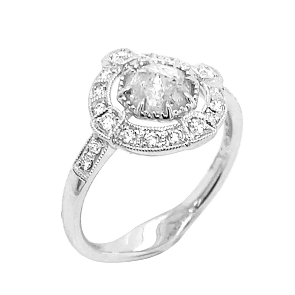 18K White Gold Rosecut Diamond Ring