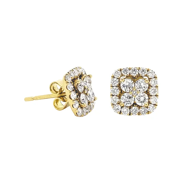 18K Yellow Gold Diamond Earrings