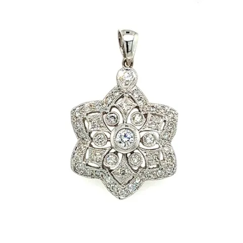 18K White Gold Diamond Pendant