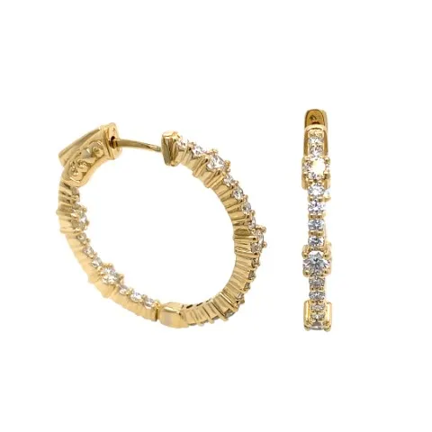 18K Yellow Gold Diamond Hoops