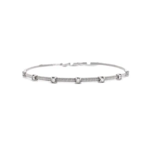 14K White Gold Diamond Bangle