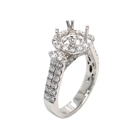 18K White Gold Semi Mount Ring
