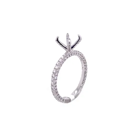 18K White Gold Semi Mount Ring