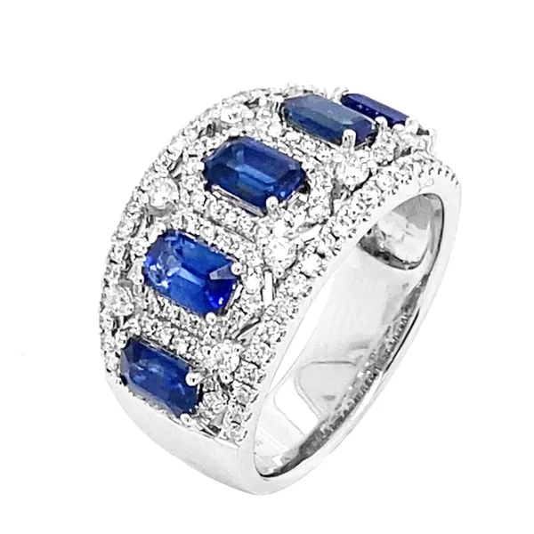 18K White Gold Sapphire Band