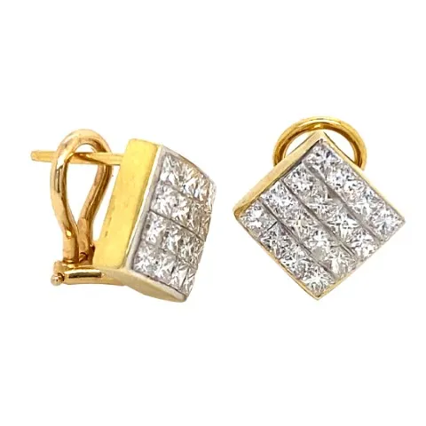 18K Yellow Gold Diamond Earrings