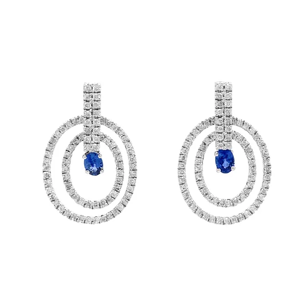 18K White Gold Sapphire Earrings