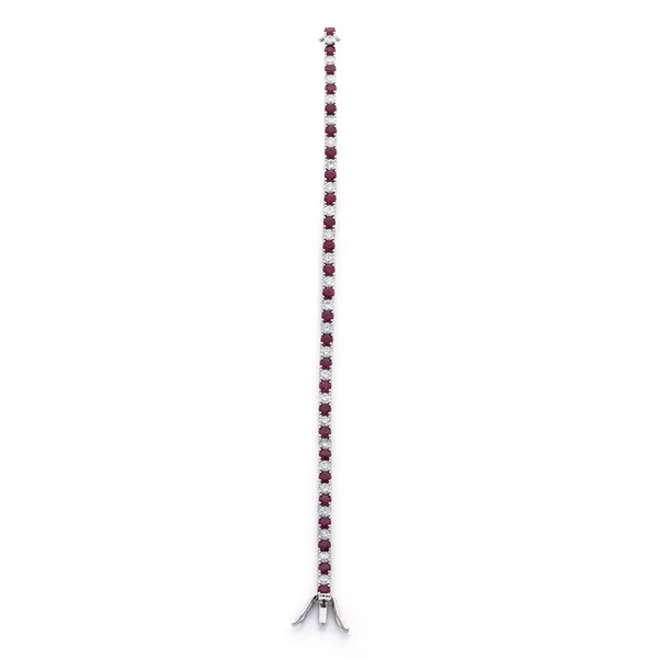 18K White Gold Ruby Tennis Bracelet
