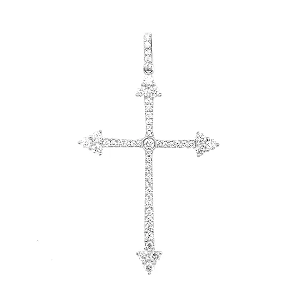 18K White Gold Diamond Cross Pendant