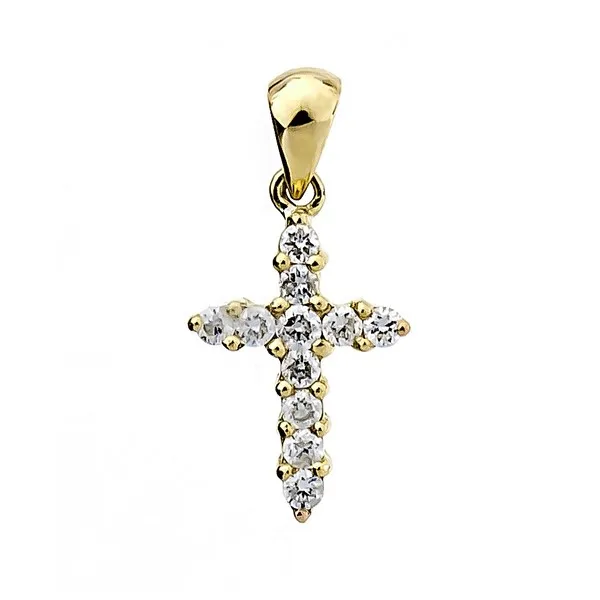18K Yellow Gold Diamond Cross Pendant