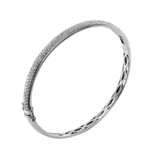 18K White Gold Diamond Bangle