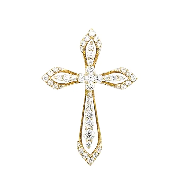 18K Yellow Gold Diamond Cross Pendant