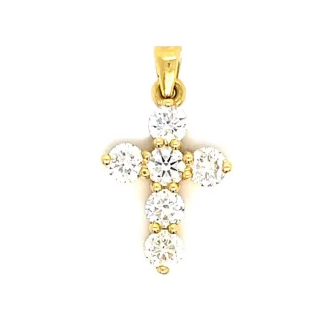 18K Yellow Gold Diamond Cross Pendant