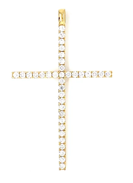 18K Yellow Gold Diamond Cross Pendant