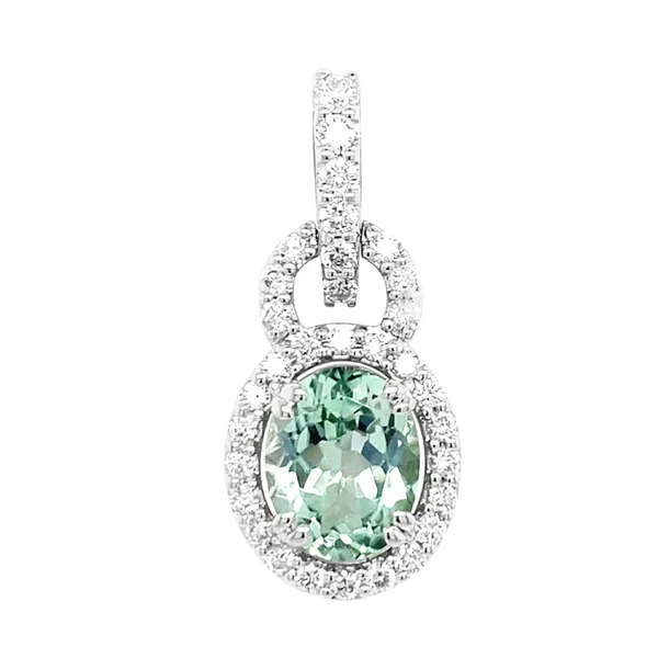 18K White Gold Green Tourmaline Pendant