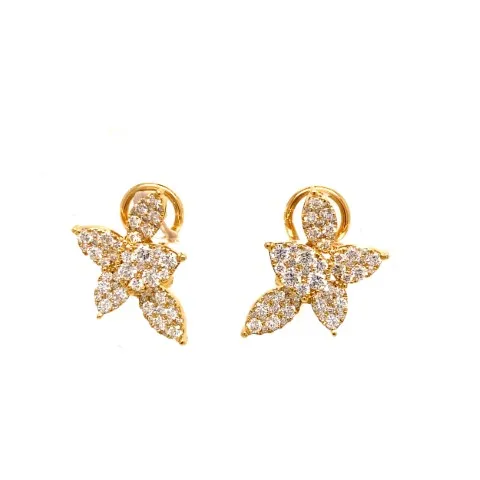 18K Yellow Gold Diamond Earrings