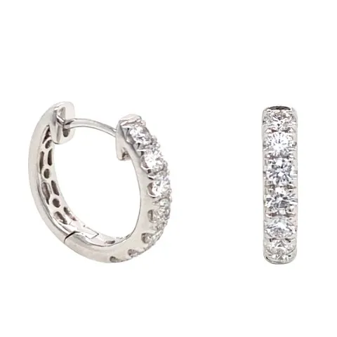 18K White Gold Huggie Earrings