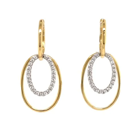 18K Two-Tone Gold Diamond Earrings