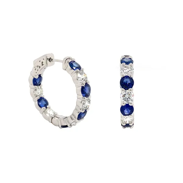 18K White Gold Sapphire Hoop