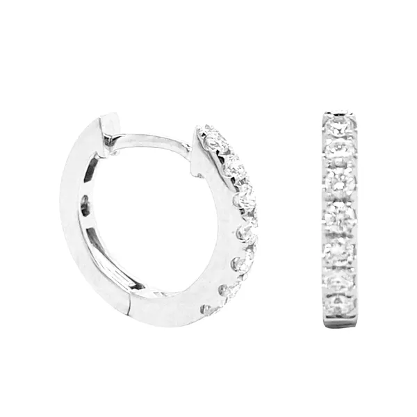 18K White Gold Huggie Earrings