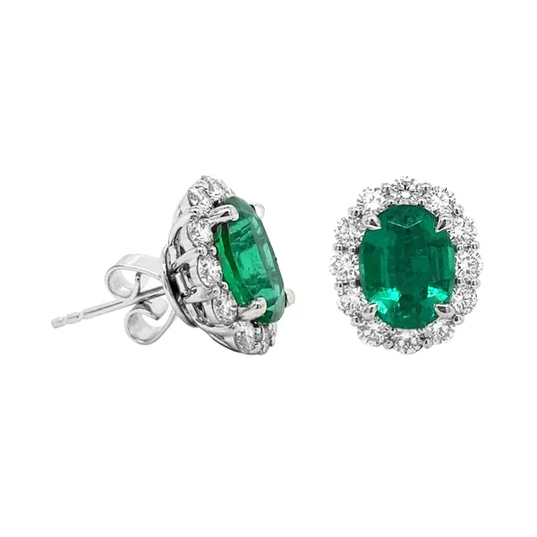 18K White Gold Emerald Earrings