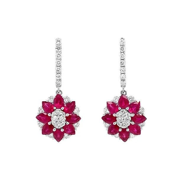 18K White Gold Ruby Earrings