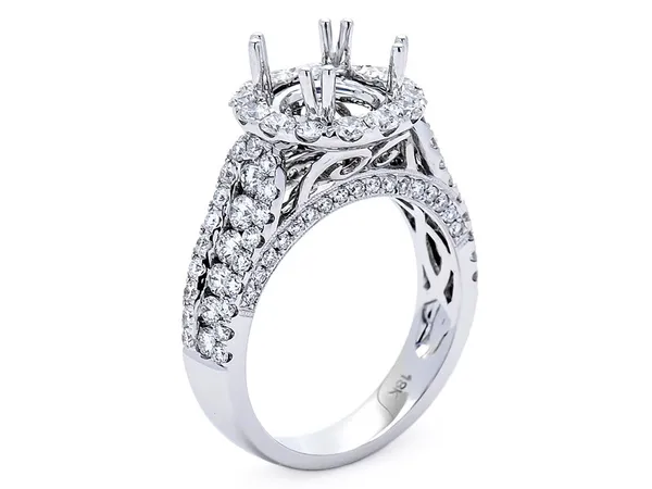 18K White Gold Semi Mount Ring