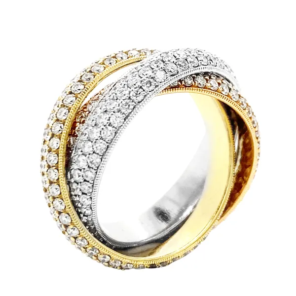 18K Tri-Color Gold Diamond Band
