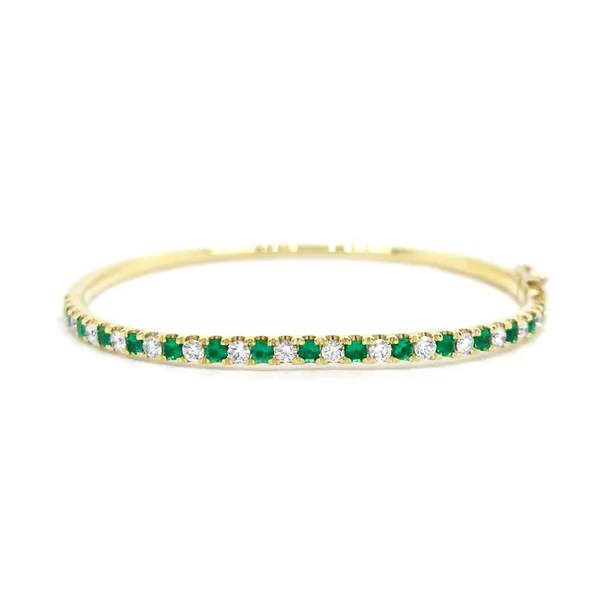 18K Yellow Gold Emerald Bangle