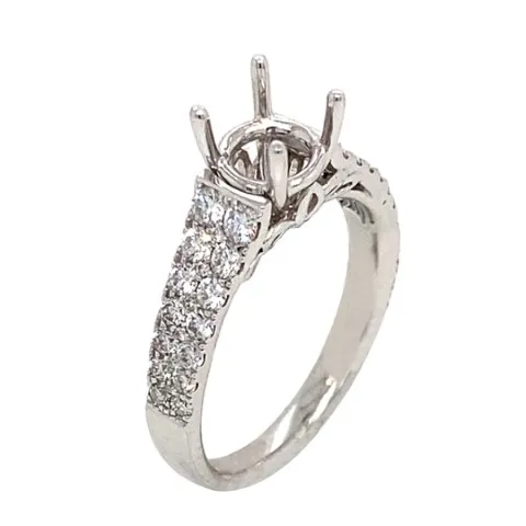 18K White Gold Diamond Semi Mount Ring