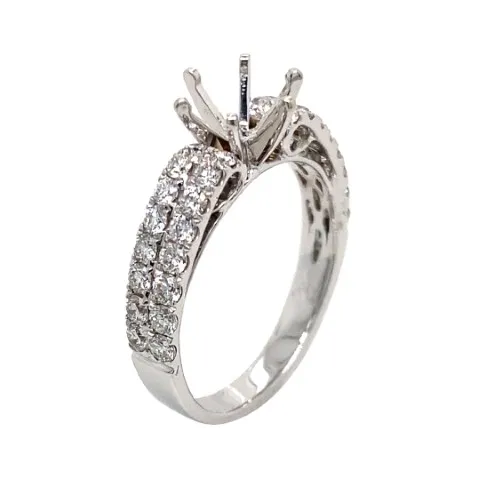 18K White Gold Semi Mount Ring