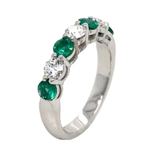 18K White Gold Emerald Band