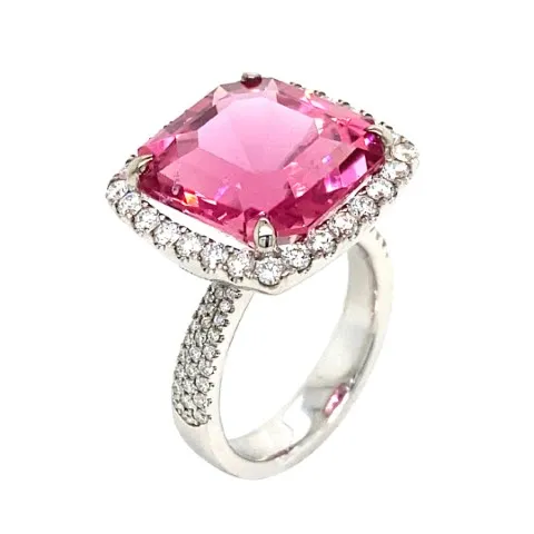 18K White Gold Pink Tourmaline Ring