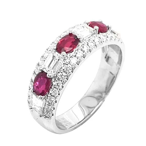 18K White Gold Ruby Band