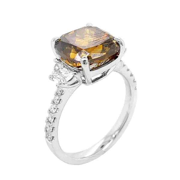 18K White Gold Brown Diamond Ring