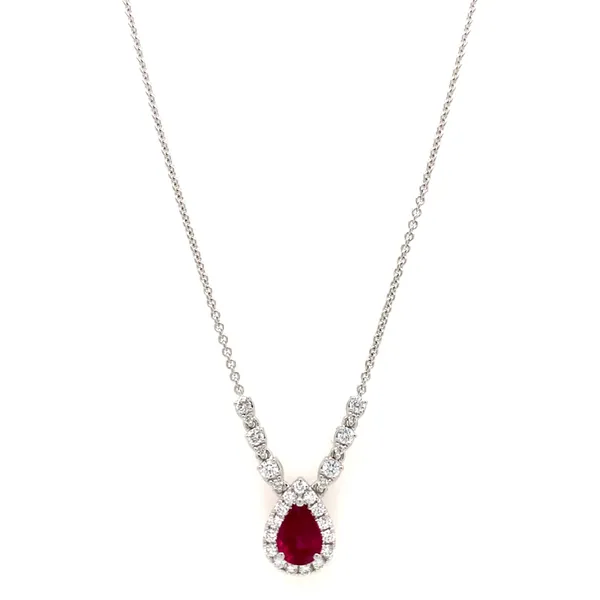 18K White Gold Ruby Necklace