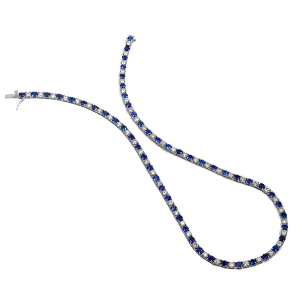 18K White Gold Sapphire Tennis Necklace