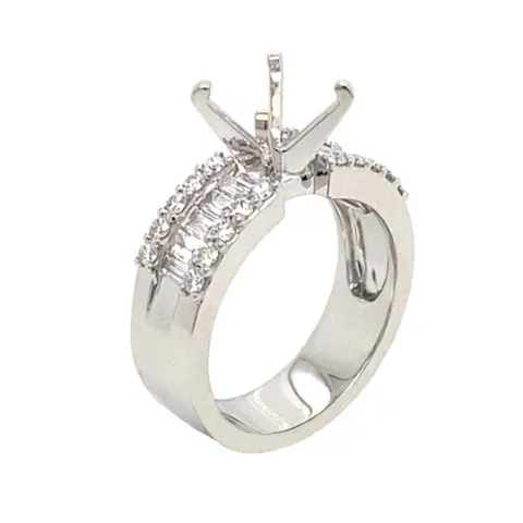 18K White Gold Semi Mount Ring