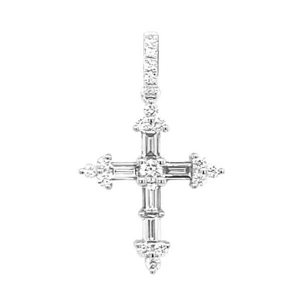 18K White Gold Diamond Cross Pendant