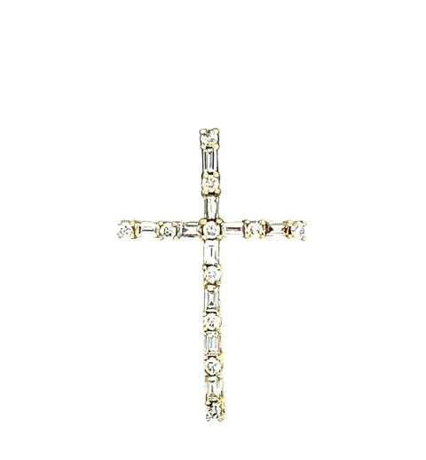 18K Yellow Gold Diamond Cross Pendant