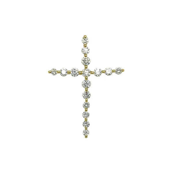 18K Yellow Gold Diamond Cross Pendant