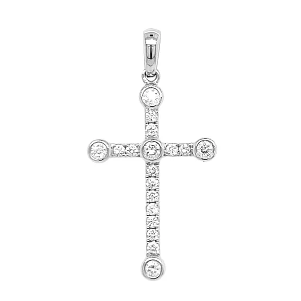18K White Gold Diamond Cross Pendant