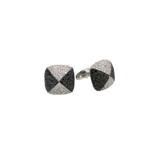 18K White Gold Black Diamond Cufflinks