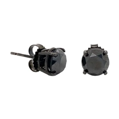 14K Black Rhodium Black Diamond Earrings